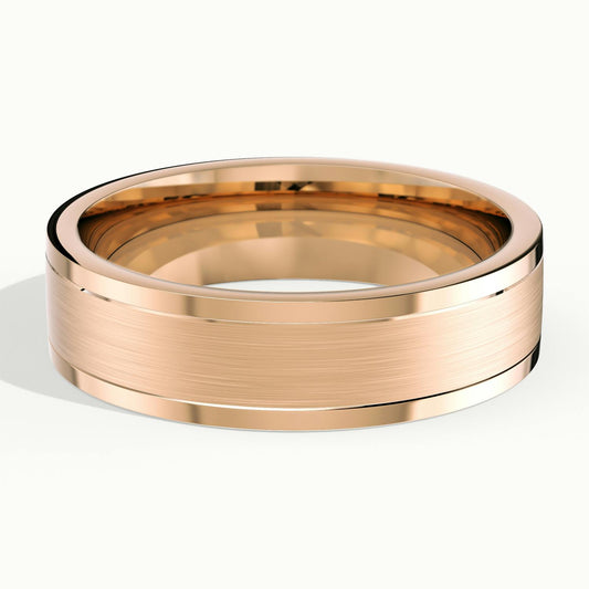 6mm Double Spaced Line Wedding Band in 14K Rose Gold