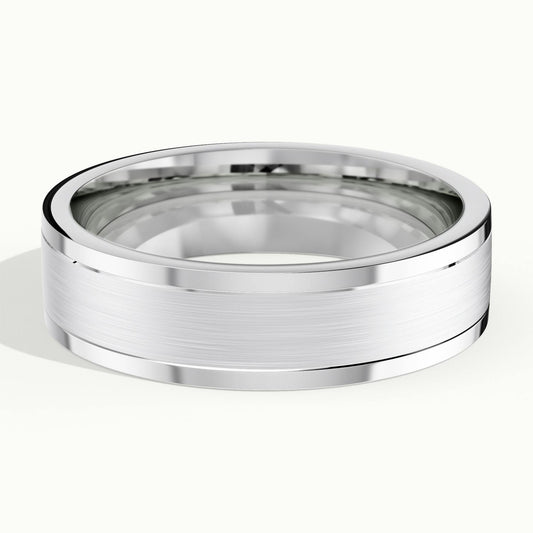 6mm Double Spaced Line Wedding Band in 18K White Gold