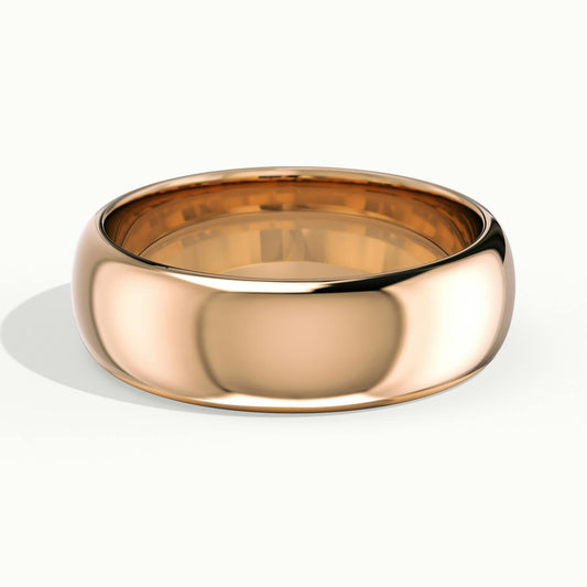 6mm Half Round D-Shape Wedding Band in 14K Rose Gold