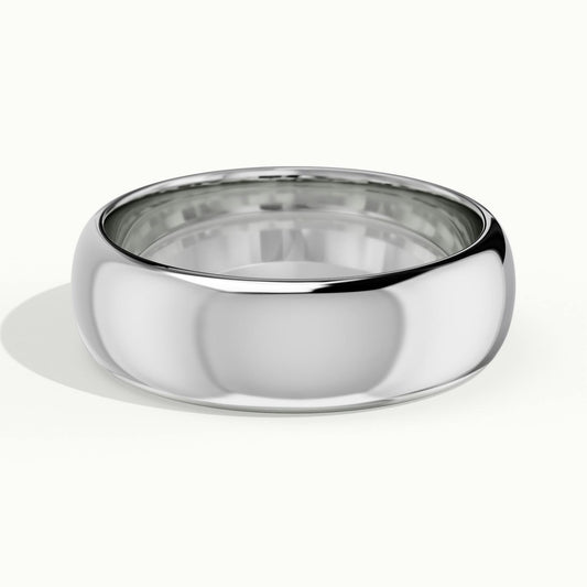 6mm Half Round D-Shape Wedding Band in Platinum