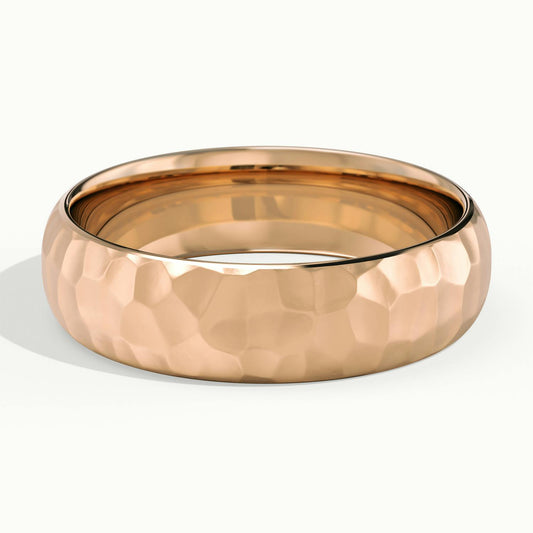 6mm Hammered Wedding Band in 14K Rose Gold