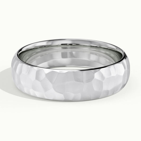 6mm Hammered Wedding Band in Platinum