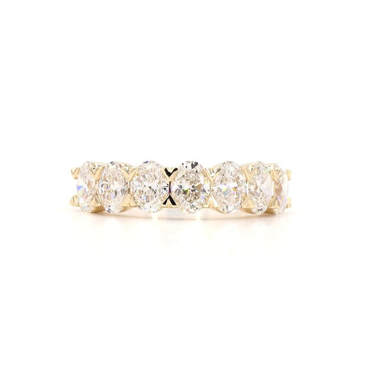 7 Stone Oval Half Eternity Band In 14K Yellow Gold