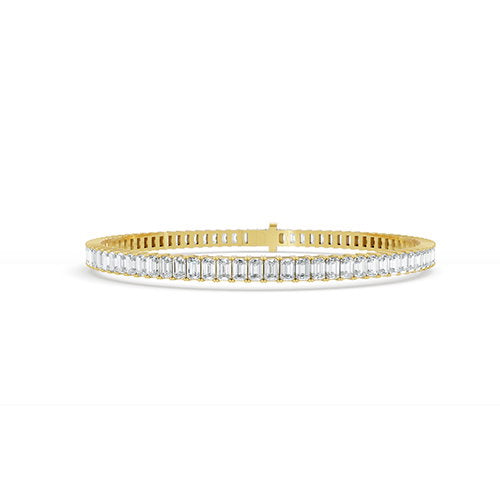 7.00ct Emerald Cut Lab Grown Diamond Tennis Bracelet In 14K Yellow Gold