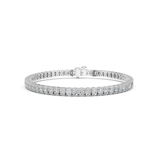 8.00ct Oval Lab Grown Diamond 4 Prong Tennis Bracelet In 14K White Gold