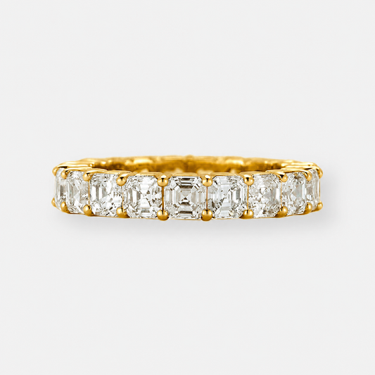 4.00ct Astral Asscher Lab Grown Diamond Full Eternity Wedding Band In 18K Yellow Gold (US Size: 6.75)