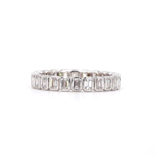 Emerald Bezel Eternity Band In 14K White Gold