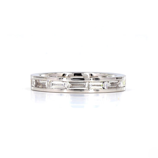 Emerald Channel Set East West Full Eternity Band In 14K White Gold