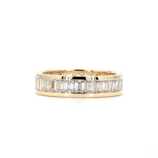Emerald Channel Set Full Eternity Band In 14K Yellow Gold