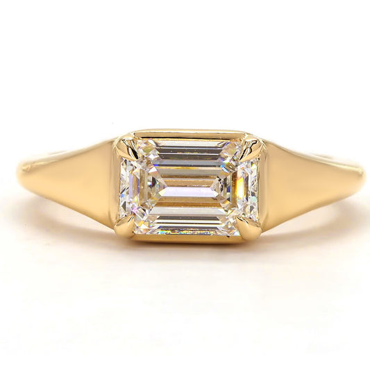 Emerald East – West Solitaire Engagement Ring In 14K Yellow Gold