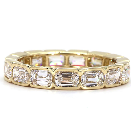 Emerald Lab Grown Diamond East – West Half Bezel Eternity Band In 14K Yellow Gold
