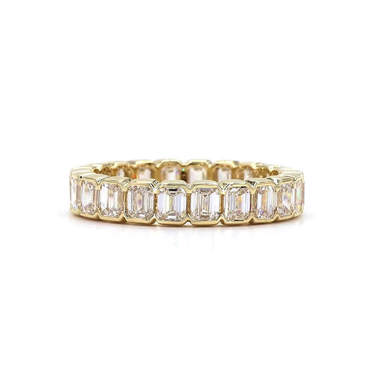 Emerald Lab Grown Diamond Half Bezel Eternity Band In 14K Yellow Gold