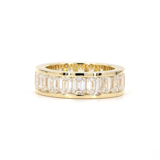 Full Eternity Emerald Shape Wedding Band In 14K Yellow Gold