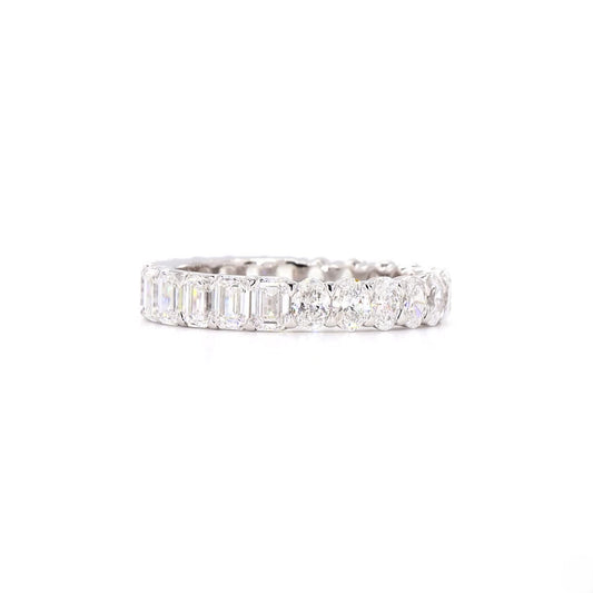 Half Emerald And Oval Full Eternity Band In 14K White Gold
