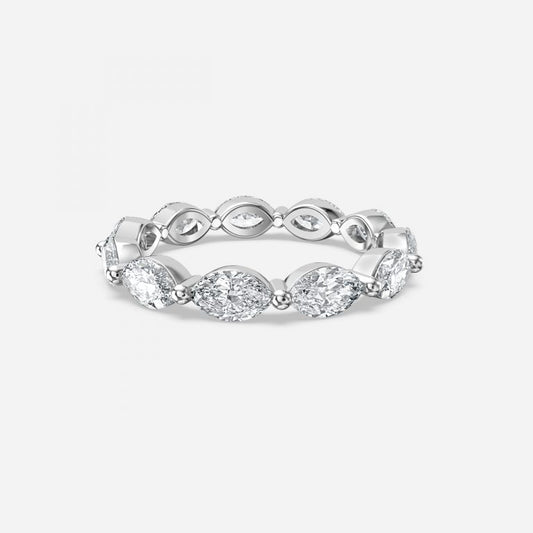 2.8ct Marquise Lab Grown Diamond East West Full Eternity Band In 14K White Gold (US Size: 5.5)