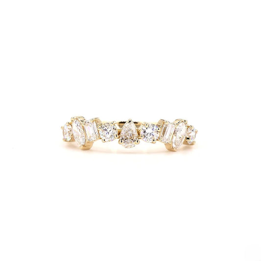 Multi shape Half Eternity Band In 14K White Gold