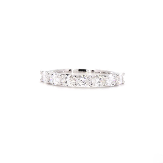 Oval East West Half Eternity Band In 14K White Gold