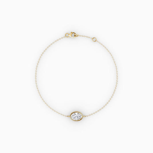 Oval Lab Grown Diamond Solitaire Bracelet In 14K Yellow Gold