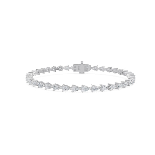 4.00ct Pear Lab Grown Diamond 3 Prong Tennis Bracelet In 14K White Gold