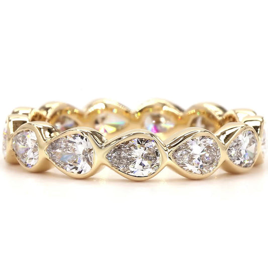 Pear Lab Grown Diamond East-West Bezel Full Eternity Wedding Band In 14K Yellow Gold