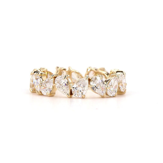 Pear Lab Grown Diamond Full Eternity Wedding Band In 14K Yellow Gold