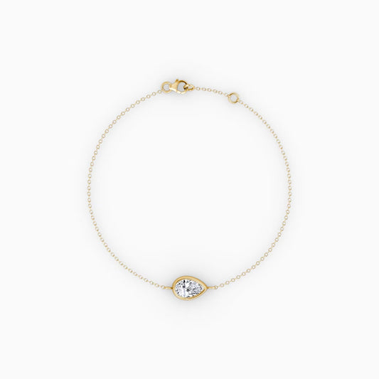 Pear Lab Grown Diamond Solitaire Bracelet In 14K Yellow Gold