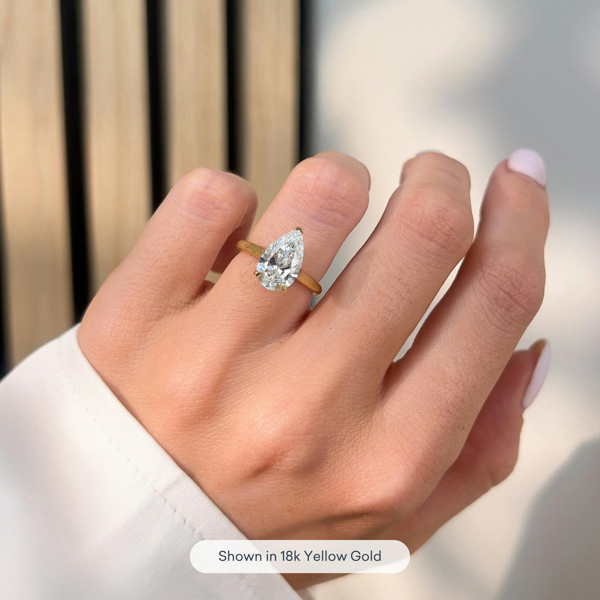 Mira 1 Carat Pear Lab Grown Diamond Solitaire Engagement Ring in Platinum - view 7