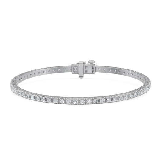 3.00ct 4 Prong Round Lab Grown Diamond Tennis Bracelet In 14K White Gold
