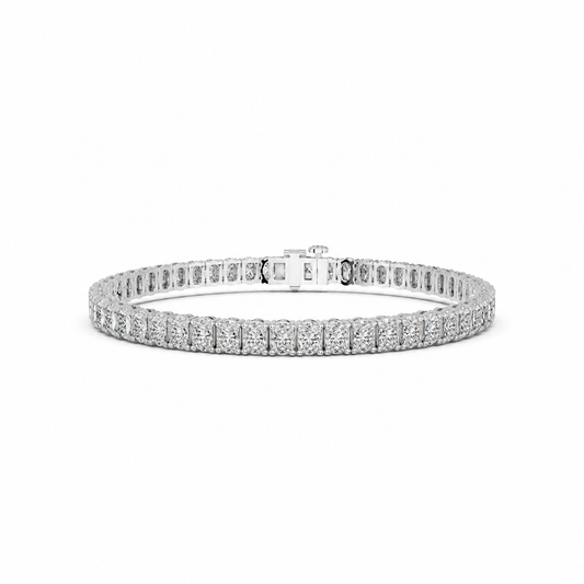 10.00ct Princess Lab Grown Diamond 4 Prong Tennis Bracelet In 14K White Gold
