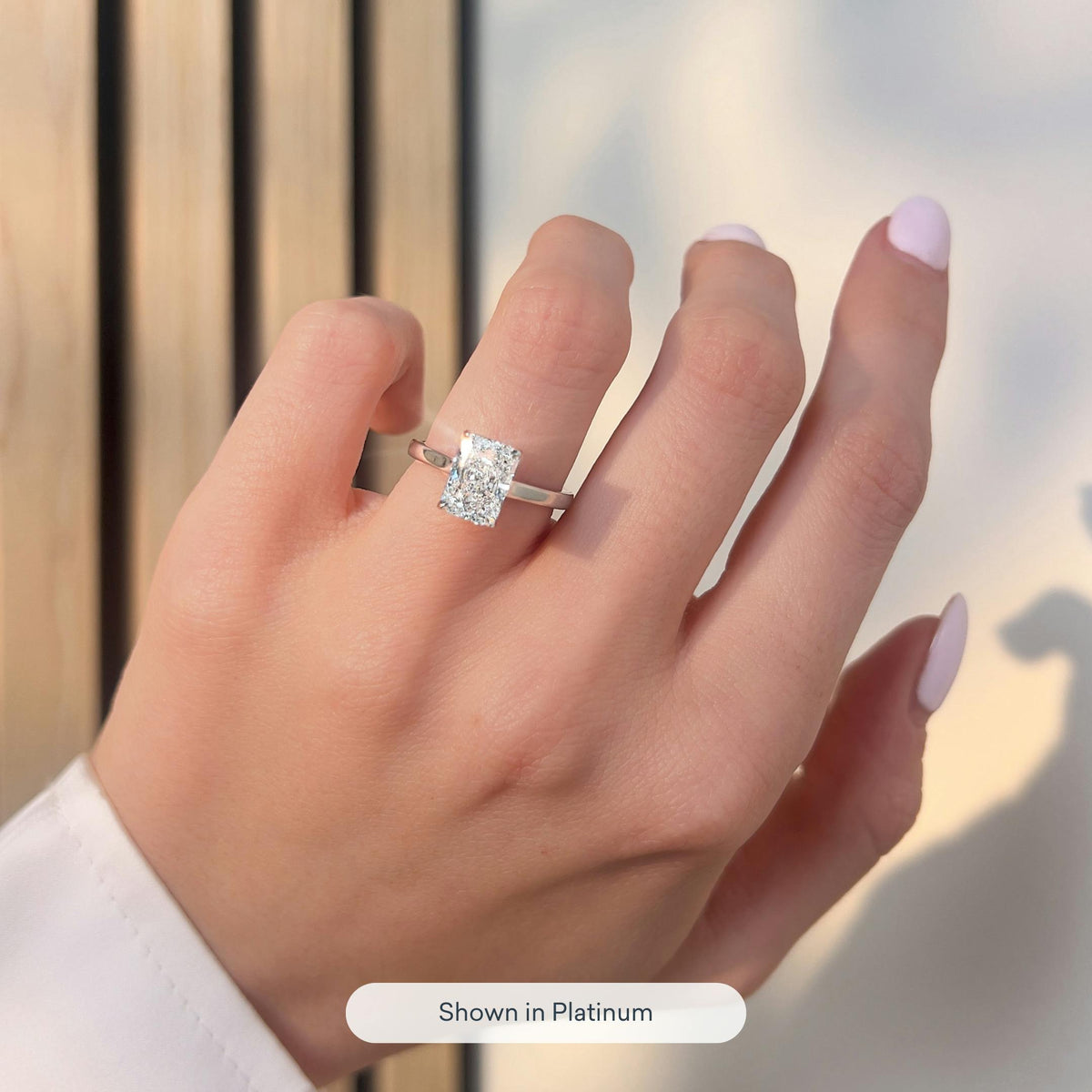 Mira 3.5 Carat Radiant Lab Grown Diamond Solitaire Engagement Ring in 14K White Gold - view 8