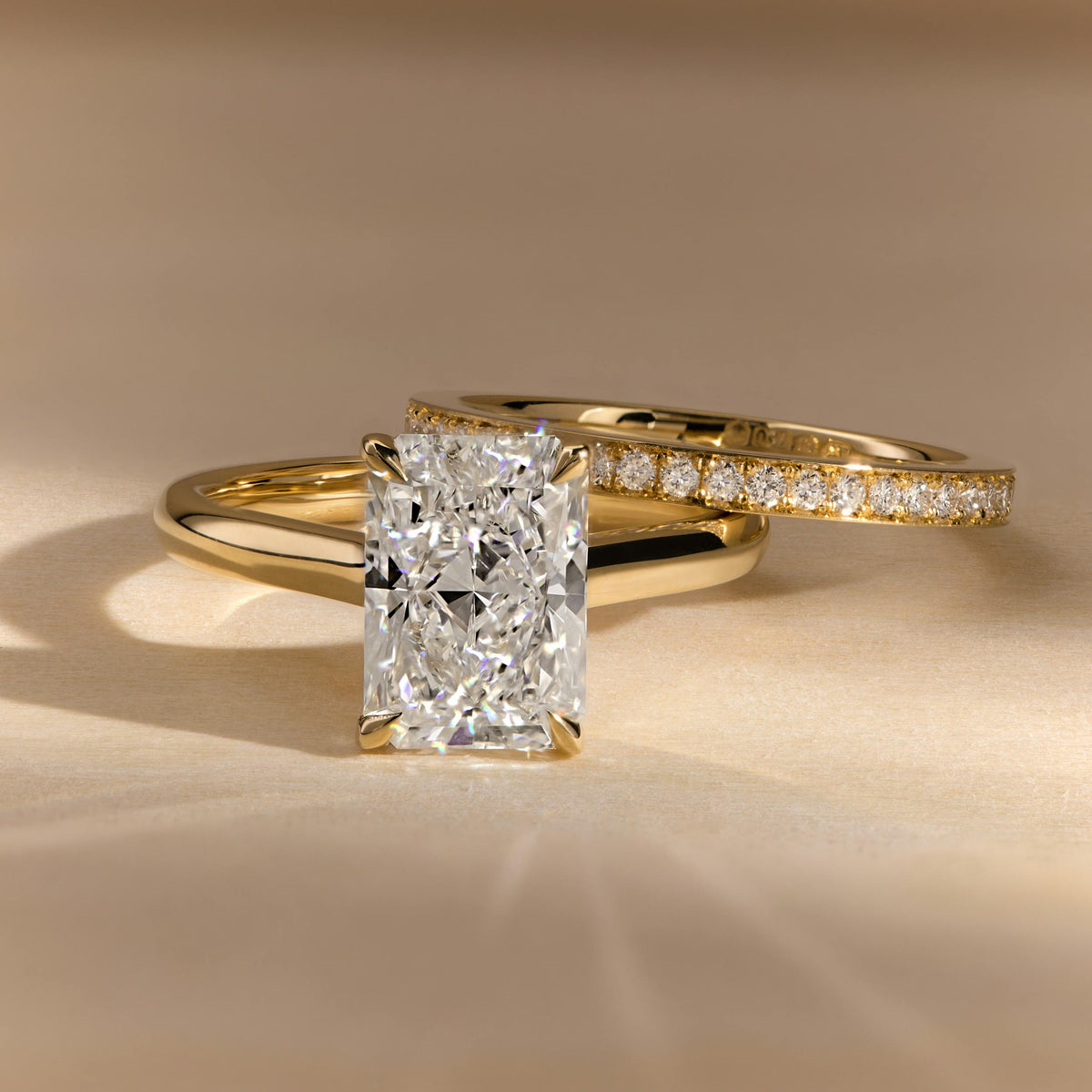 Mira 3 Carat Radiant Lab Grown Diamond Solitaire Engagement Ring in 10K Yellow Gold - view 5