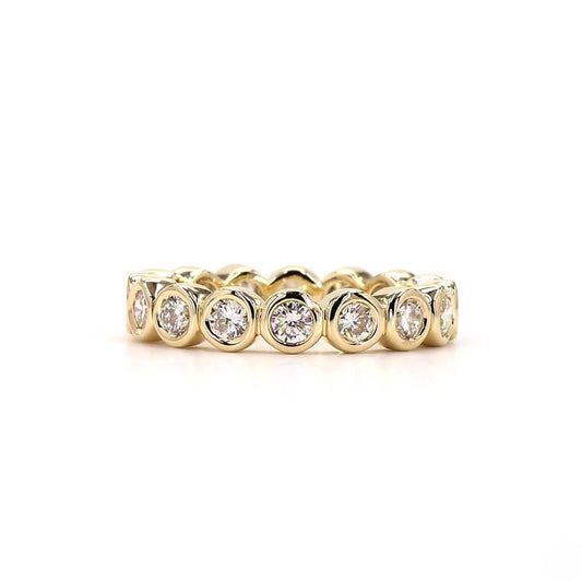 Round Bezel Full Eternity Lab Grown Diamond Band In 14K Yellow Gold
