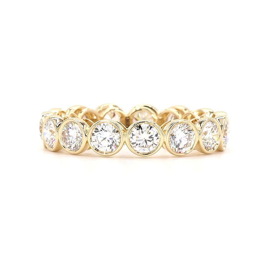 Round Lab Grown Diamond Bezel Basket Full Eternity Wedding Band In 14K Yellow Gold