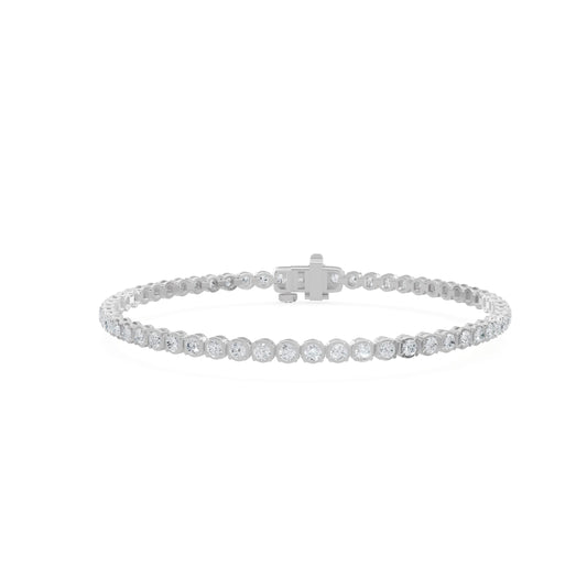 6.00ct Round Lab Grown Diamond Bezel Tennis Bracelet In 14K White Gold