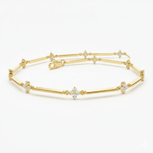 Round Lab Grown Diamond Cluster Bracelet In 14K Yellow Gold