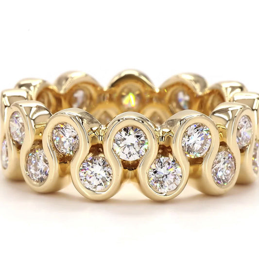 Round Lab Grown Diamond Full Bezel Eternity Wedding Band In 14K Yellow Gold