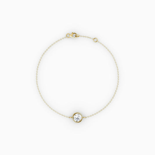 Round Lab Grown Diamond Solitaire Bracelet In 14K Yellow Gold
