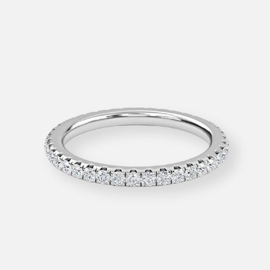 0.34ct Mika Round Lab Grown Diamond French Pave Full Eternity Wedding Band In Platinum (US Size: 3.75)