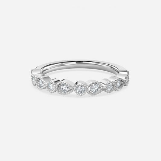 0.14ct Leia Milgrain Lab Grown Diamond Half Eternity Stackable Band In 14K White Gold (US Size: 6.00)