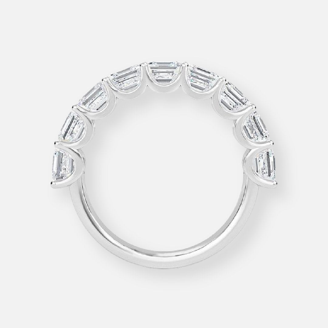 0.45ct 9 Stone Asscher Lab Grown Diamond Half Eternity Anniversary Band In 14K White Gold (US Size: 5.00)