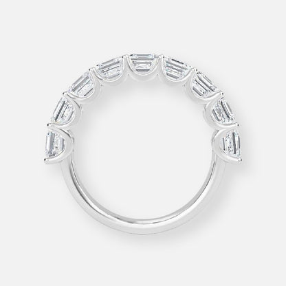 0.45ct 9 Stone Asscher Lab Grown Diamond Half Eternity Anniversary Band In 14K White Gold (US Size: 5.00)
