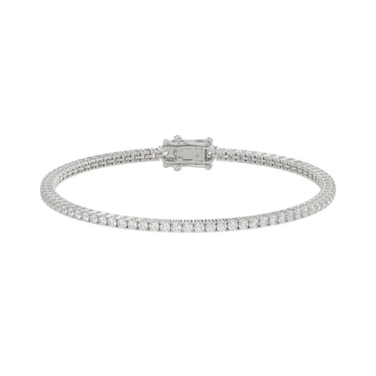 Basket 4-Prong Tennis Bracelet 3 Carat Round Lab Grown Diamond in 14K White Gold