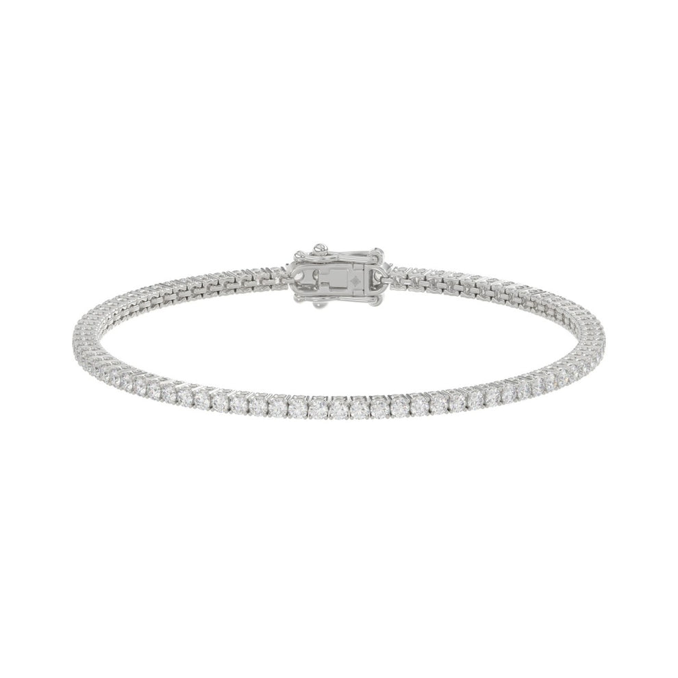 Basket 4-Prong Tennis Bracelet 3 Carat Round Lab Grown Diamond in 14K ...