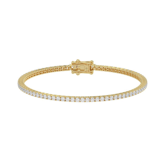 Basket 4-Prong Tennis Bracelet 3 Carat Round Lab Grown Diamond in 14K Yellow Gold