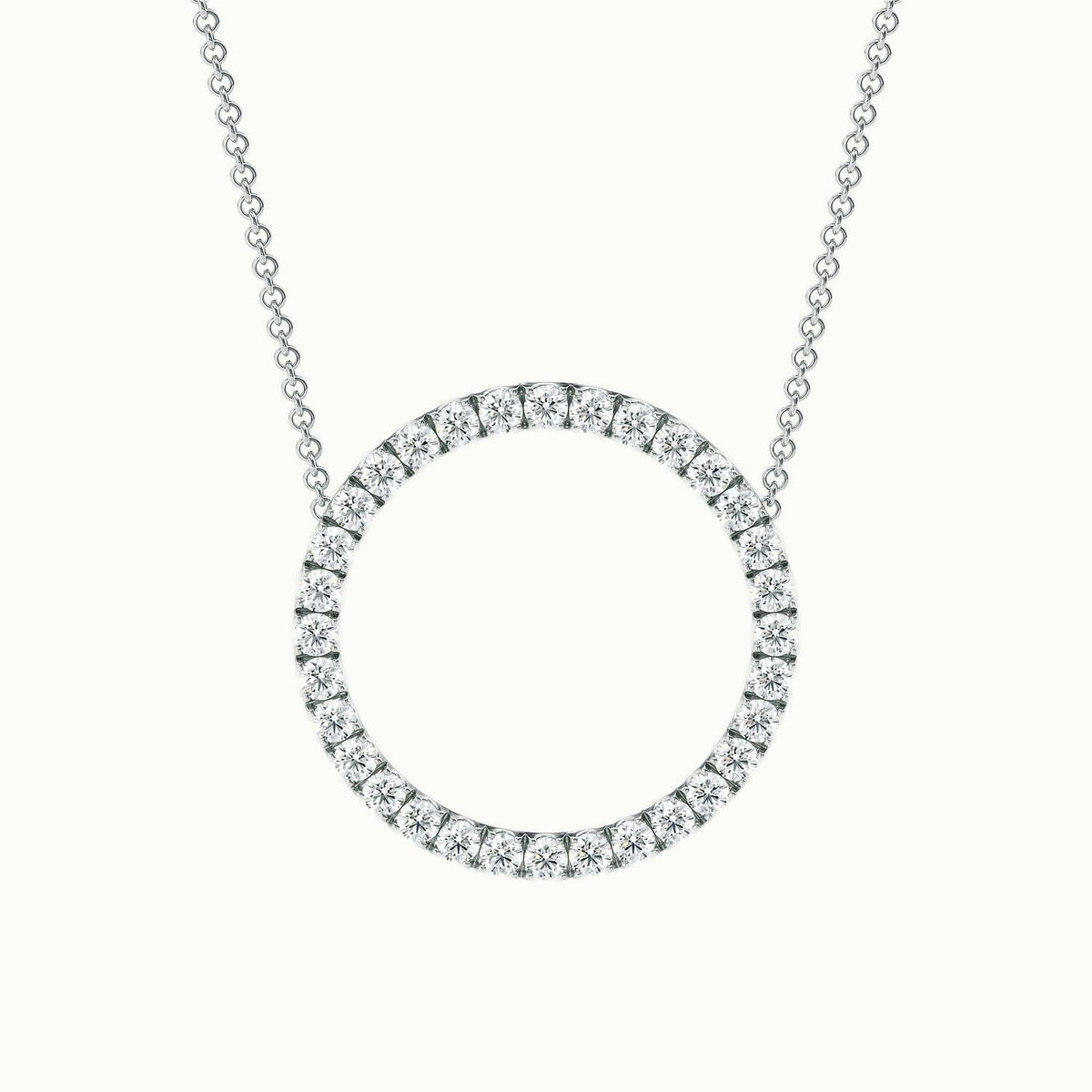 Circle Lab Grown Diamond Pendant Necklace in 14K White Gold