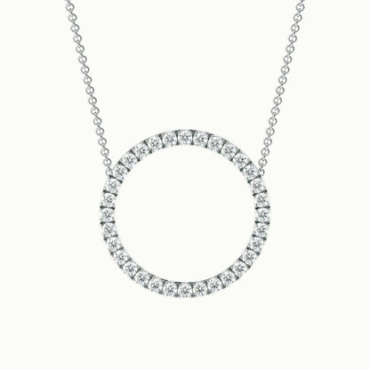 Circle Lab Grown Diamond Pendant Necklace in 14K White Gold