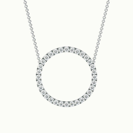 Circle Lab Grown Diamond Pendant Necklace in 14K White Gold