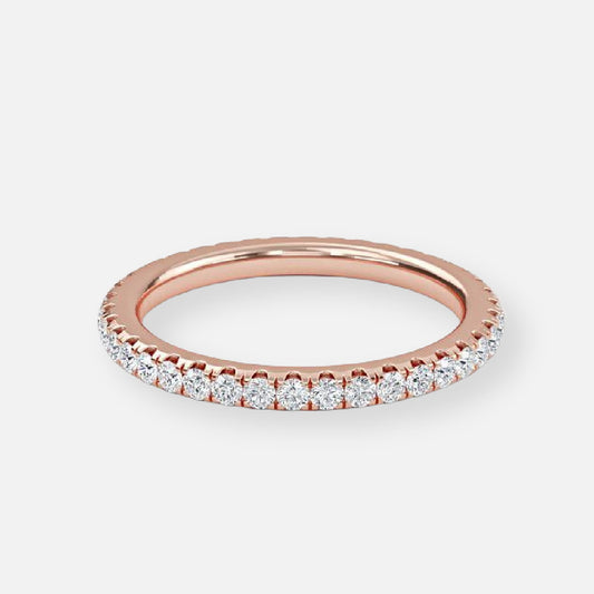 1.10ct Matic Round Lab Grown Diamond Split Prong Full Eternity Wedding Band In 18K Rose Gold (US Size: 4.25)