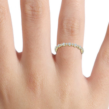 0.56ct Vintage Round Lab Grown Diamond Shared Prong Stackable Band In 14K Yellow Gold (US Size: 7.25)