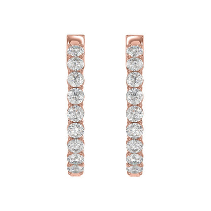 Inside-Out Round Hoop Earrings 3 Carat Round Lab Grown Diamond in 14K Rose Gold